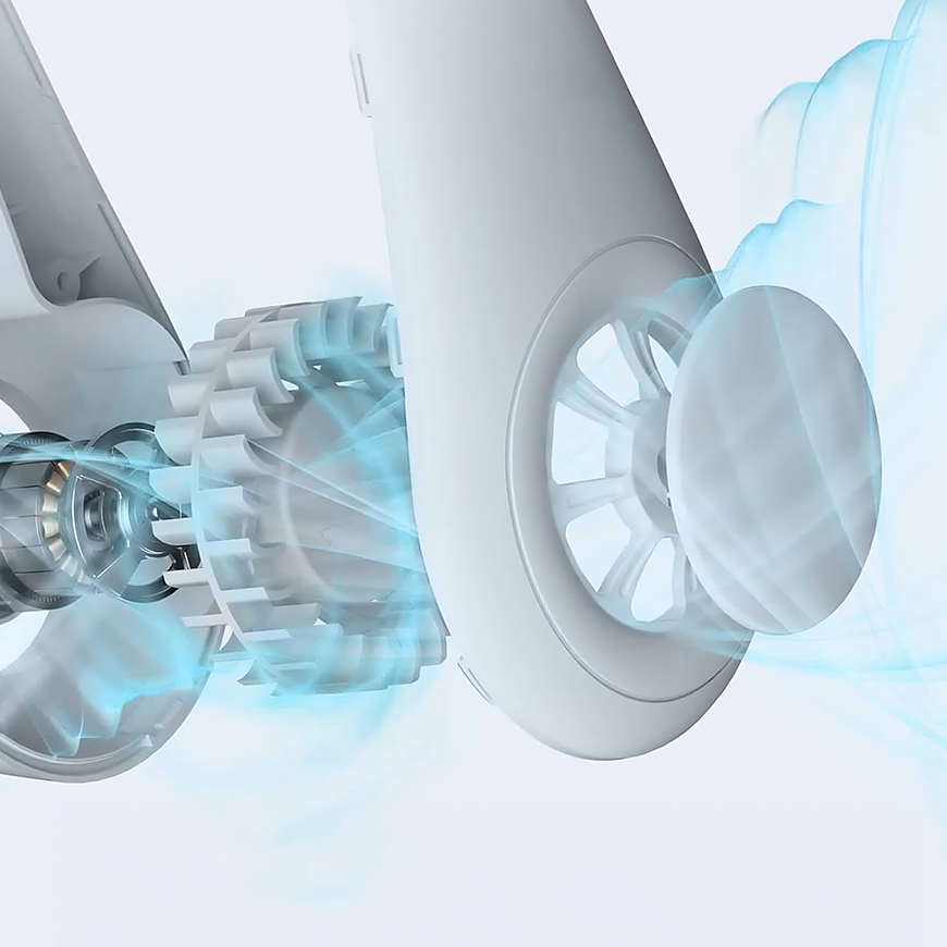 Interne turbines van FluxoFan die frisse lucht verspreiden zonder bladen